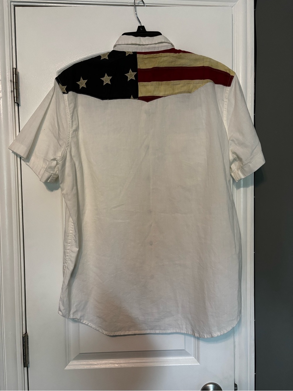 Ralph Lauren Short-Sleeve Western Shirt with American Flag Shoulder Panels XL - Picture 5 of 7
